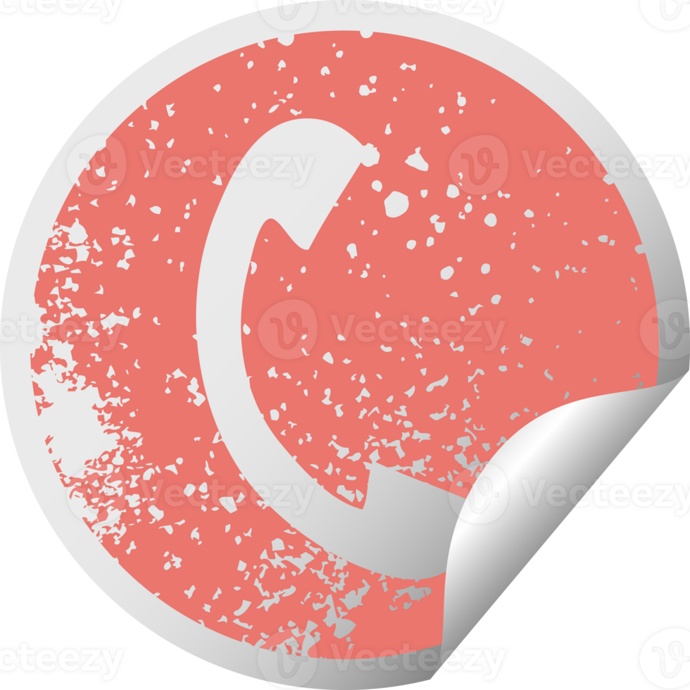 distressed circular peeling sticker symbol of a telephone handset png