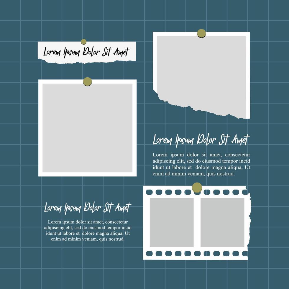 Pictures or photos frame collage abstract photo frames and digital photo wall template vector
