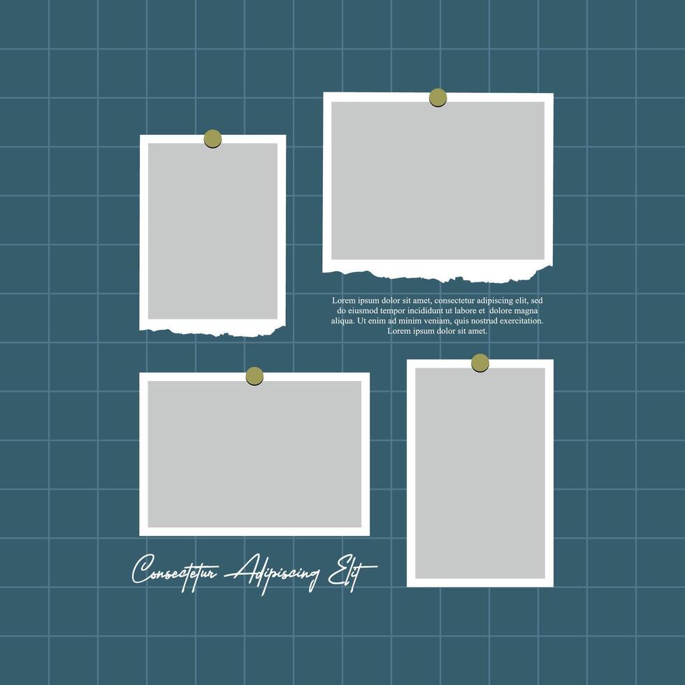 Pictures or photos frame collage abstract photo frames and digital photo wall template vector
