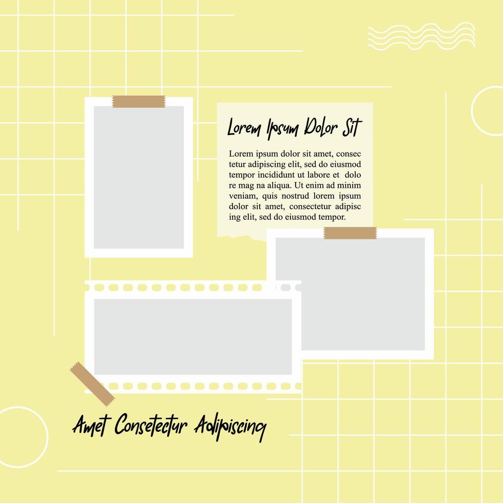 Pictures or photos frame collage abstract photo frames and digital photo wall template vector