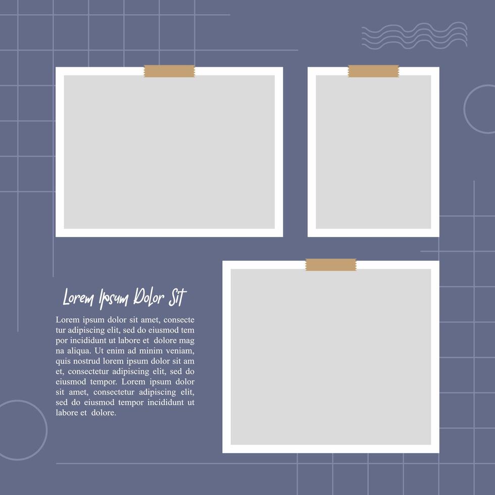 Pictures or photos frame collage abstract photo frames and digital photo wall template vector