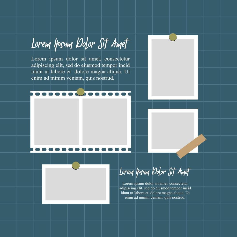 Pictures or photos frame collage abstract photo frames and digital photo wall template vector