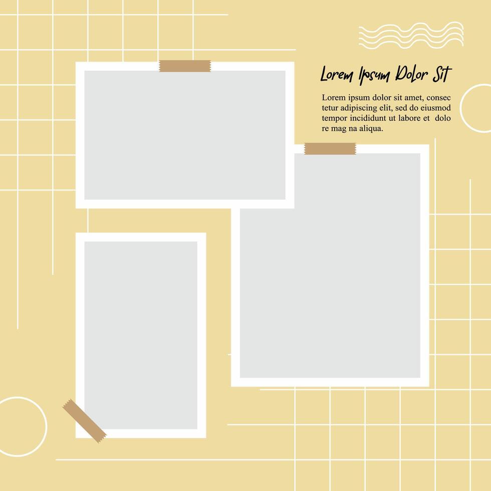 Pictures or photos frame collage abstract photo frames and digital photo wall template vector