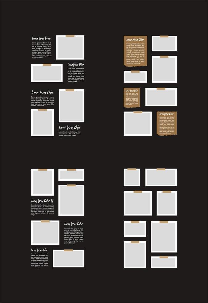 Pictures or photos frame collage abstract photo frames and digital photo wall template vector