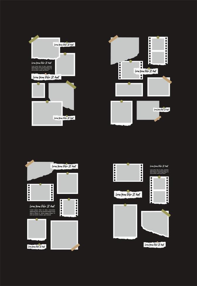 Pictures or photos frame collage abstract photo frames and digital photo wall template vector