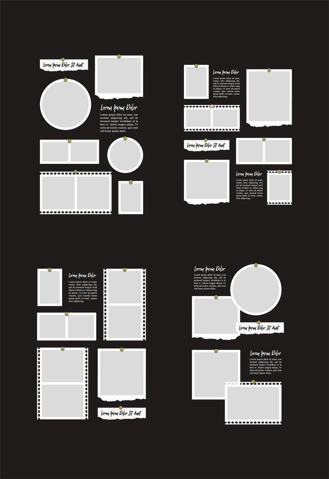 Pictures or photos frame collage abstract photo frames and digital photo wall template vector