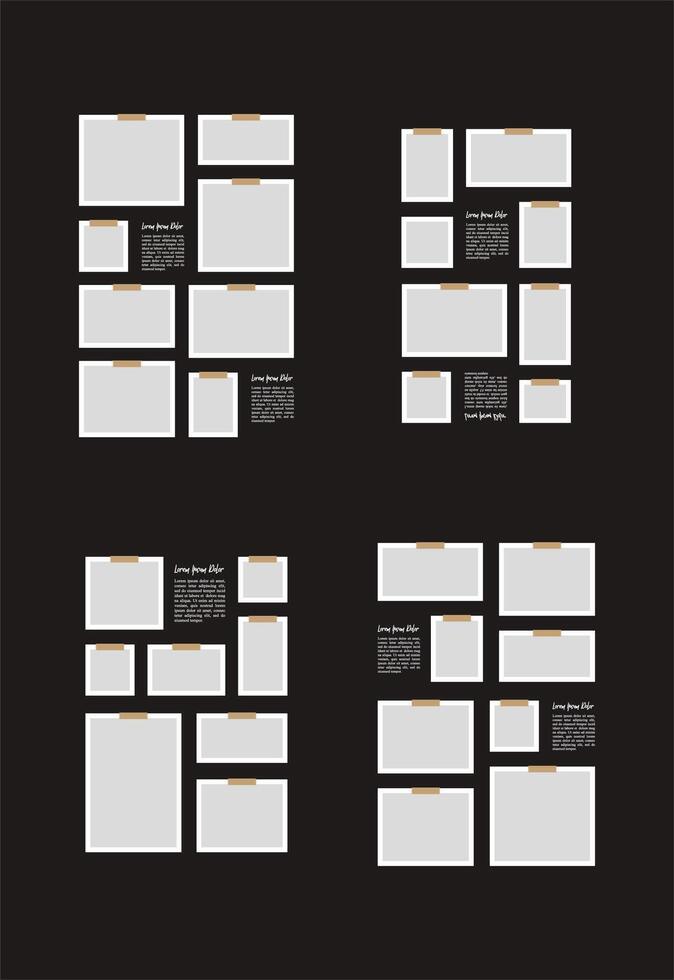 Pictures or photos frame collage abstract photo frames and digital photo wall template vector