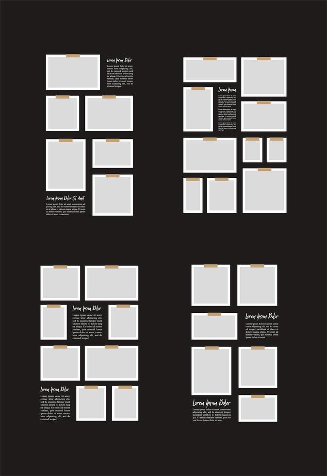 Pictures or photos frame collage abstract photo frames and digital photo wall template vector