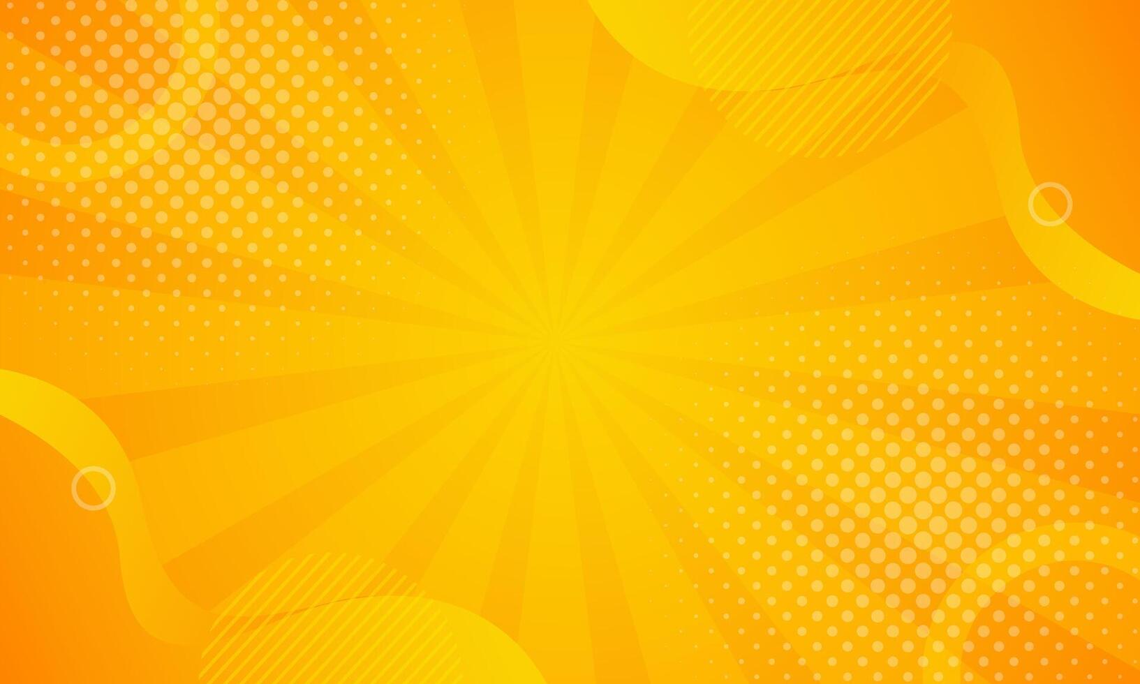 Bright orange-yellow abstract geometric background. Orange comic sunburst effect background with halftone. Suitable for templates, sale banners, events, ads, web and pages vector