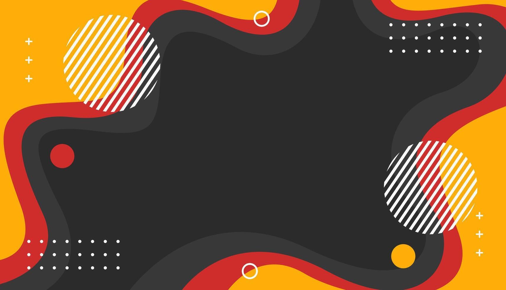 Black, red and orange wavy background. Abstract geometric wallpaper in flat style. Suitable for web design, templates, banners, cards, covers and others vector