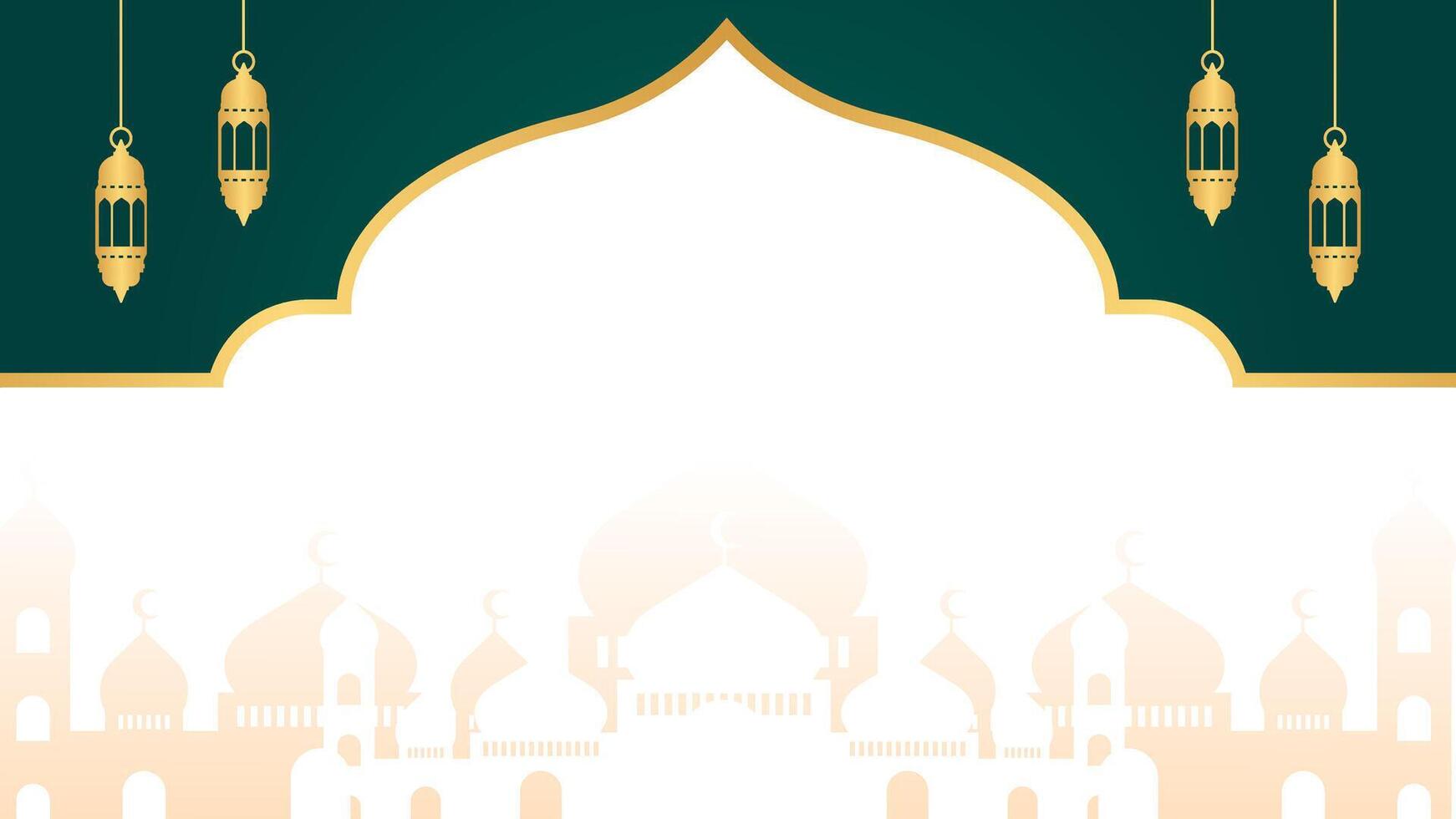 Islamic frame background, mosque, and lantern illustration. Border frame for Ramadan design, Eid, and Islamic festivals vector