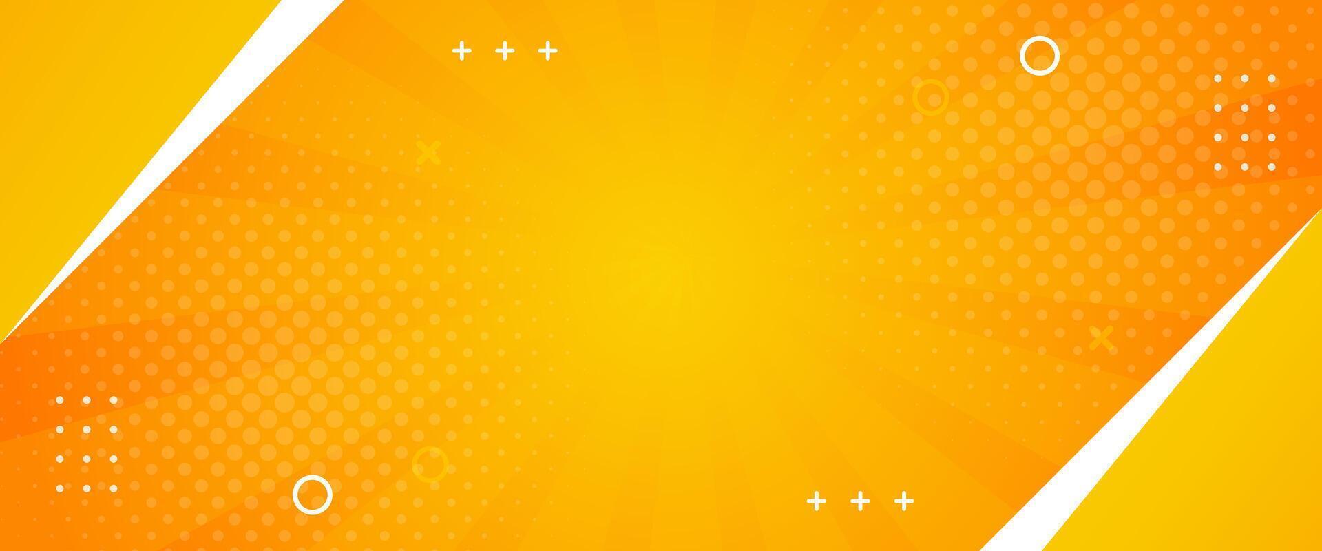 Abstract orange geometric banner background. Orange comic sunburst effect background with halftone. Suitable for templates, sales banners, events, ads, web, and headers vector