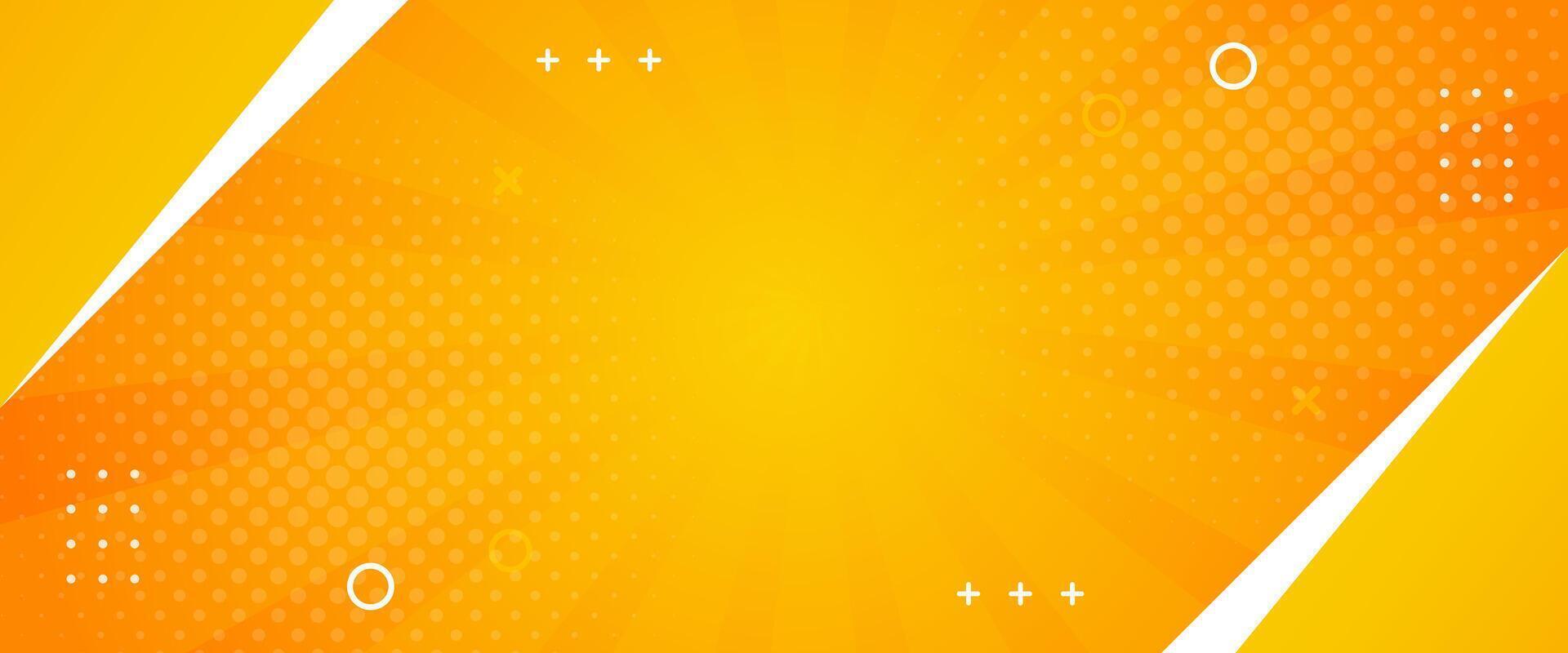 Abstract orange geometric banner background. Orange comic sunburst effect background with halftone. Suitable for templates, sales banners, events, ads, web, and headers vector