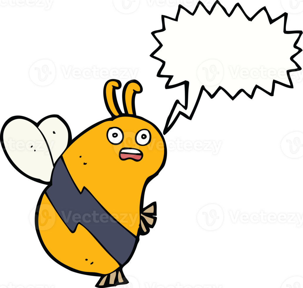 funny cartoon bee with speech bubble png