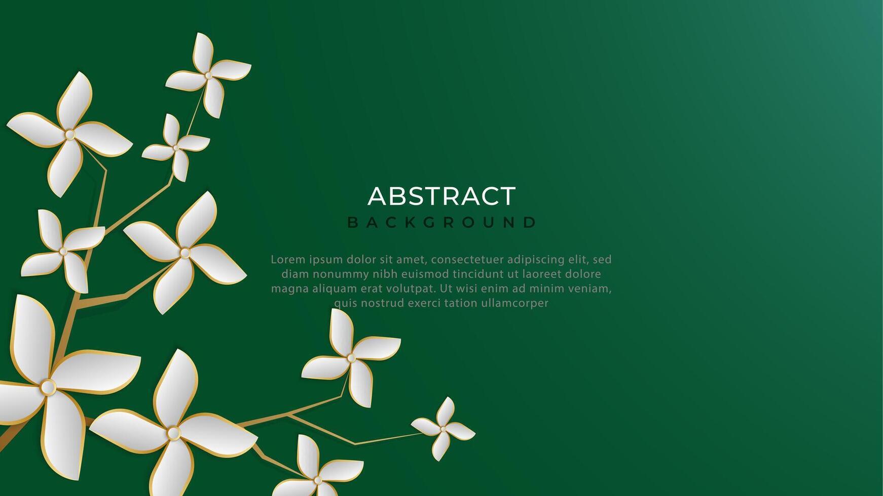 Green simple background with 3d floral elements vector