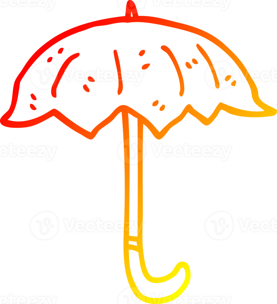 warm gradient line drawing of a cartoon open umbrella png