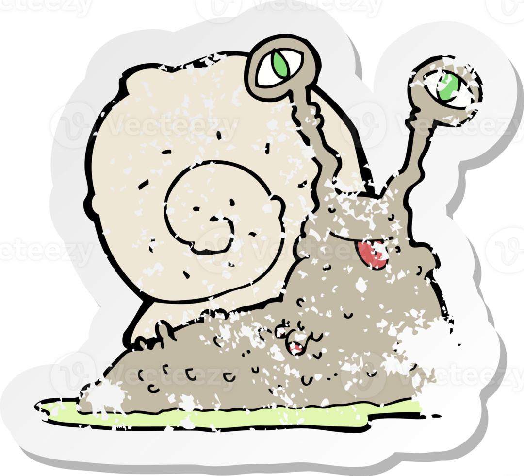 retro distressed sticker of a cartoon gross slug png