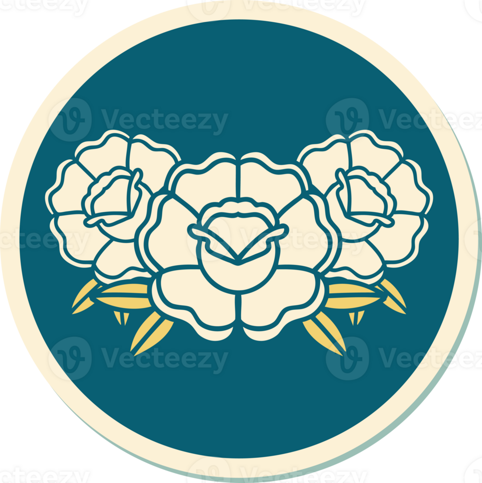 sticker of tattoo in traditional style of a bouquet of flowers png