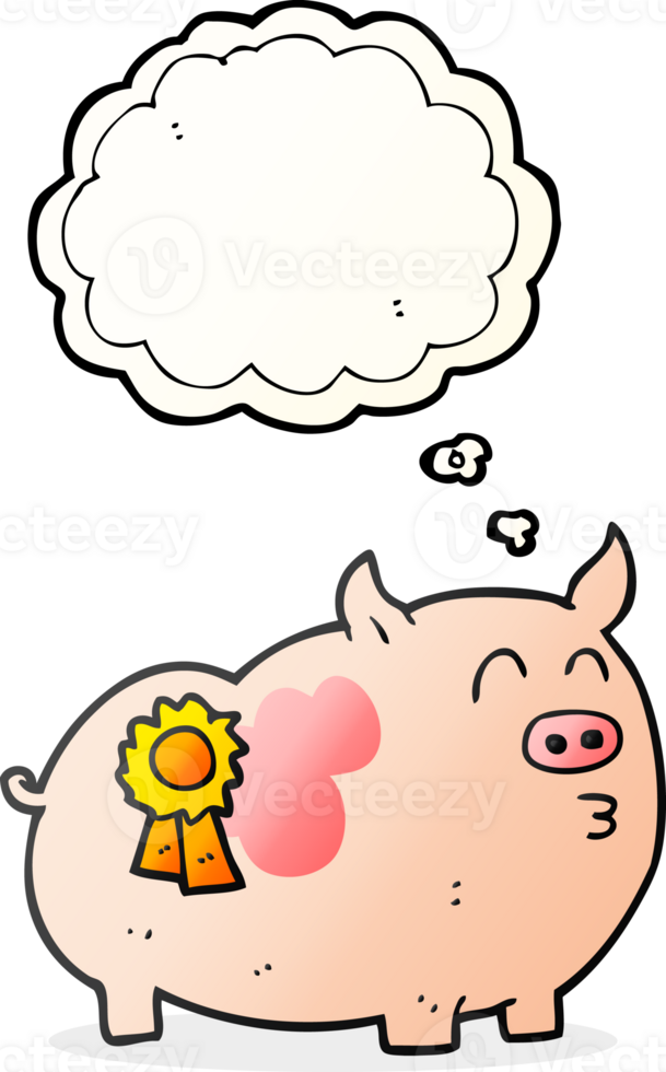 hand drawn thought bubble cartoon prize winning pig png