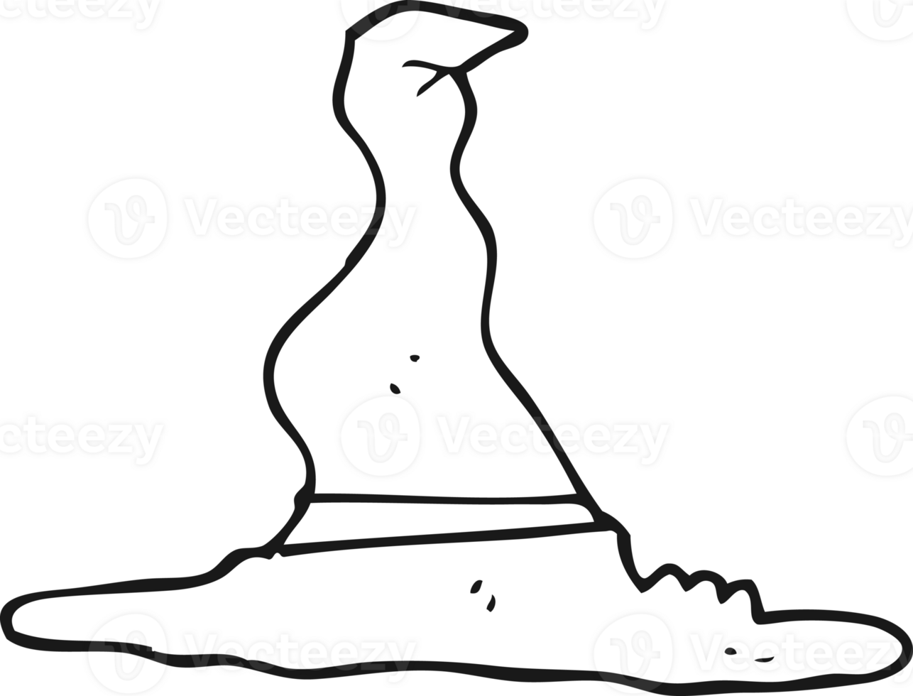 hand drawn black and white cartoon witch's hat png