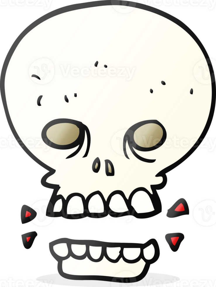 hand drawn cartoon scary skull png