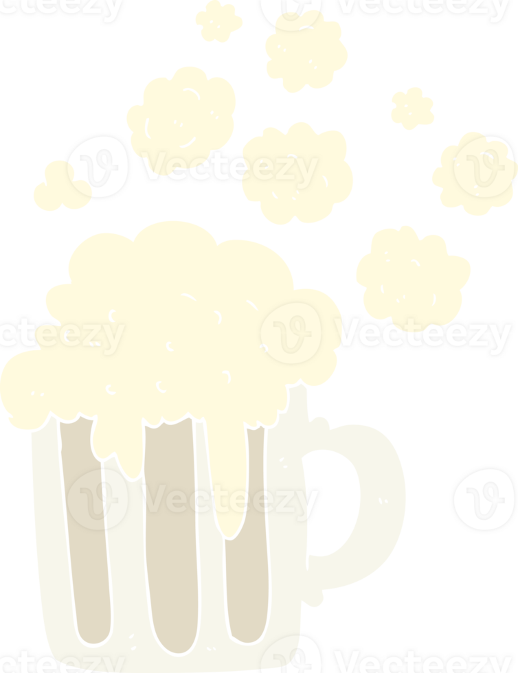 flat color illustration of foamy beer png