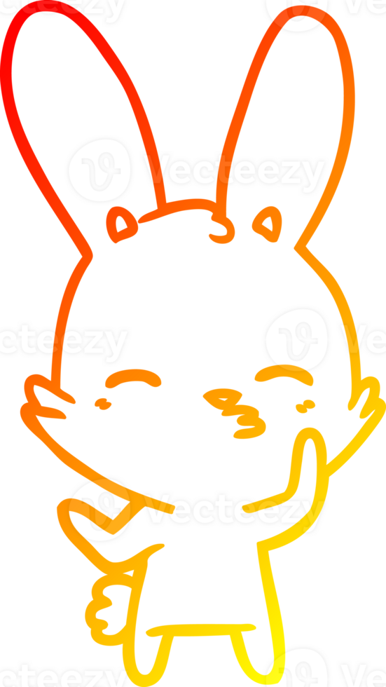 warm gradient line drawing of a curious bunny cartoon png