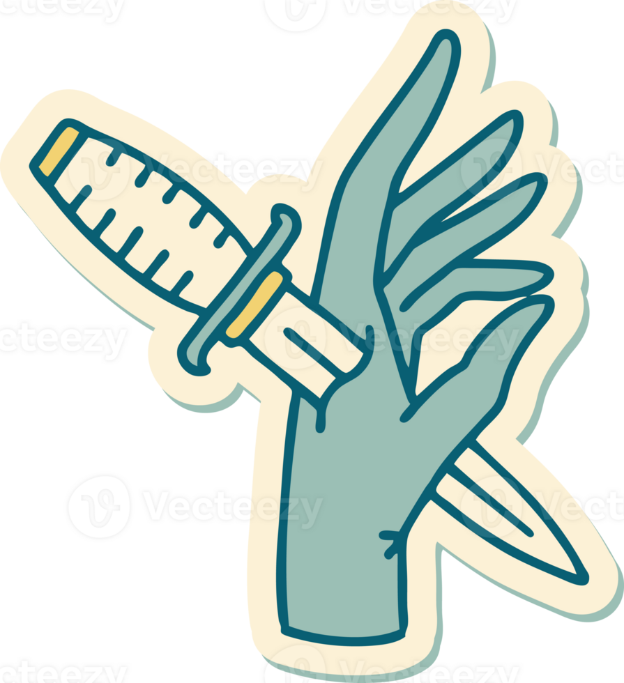 sticker of tattoo in traditional style of a dagger in the hand png