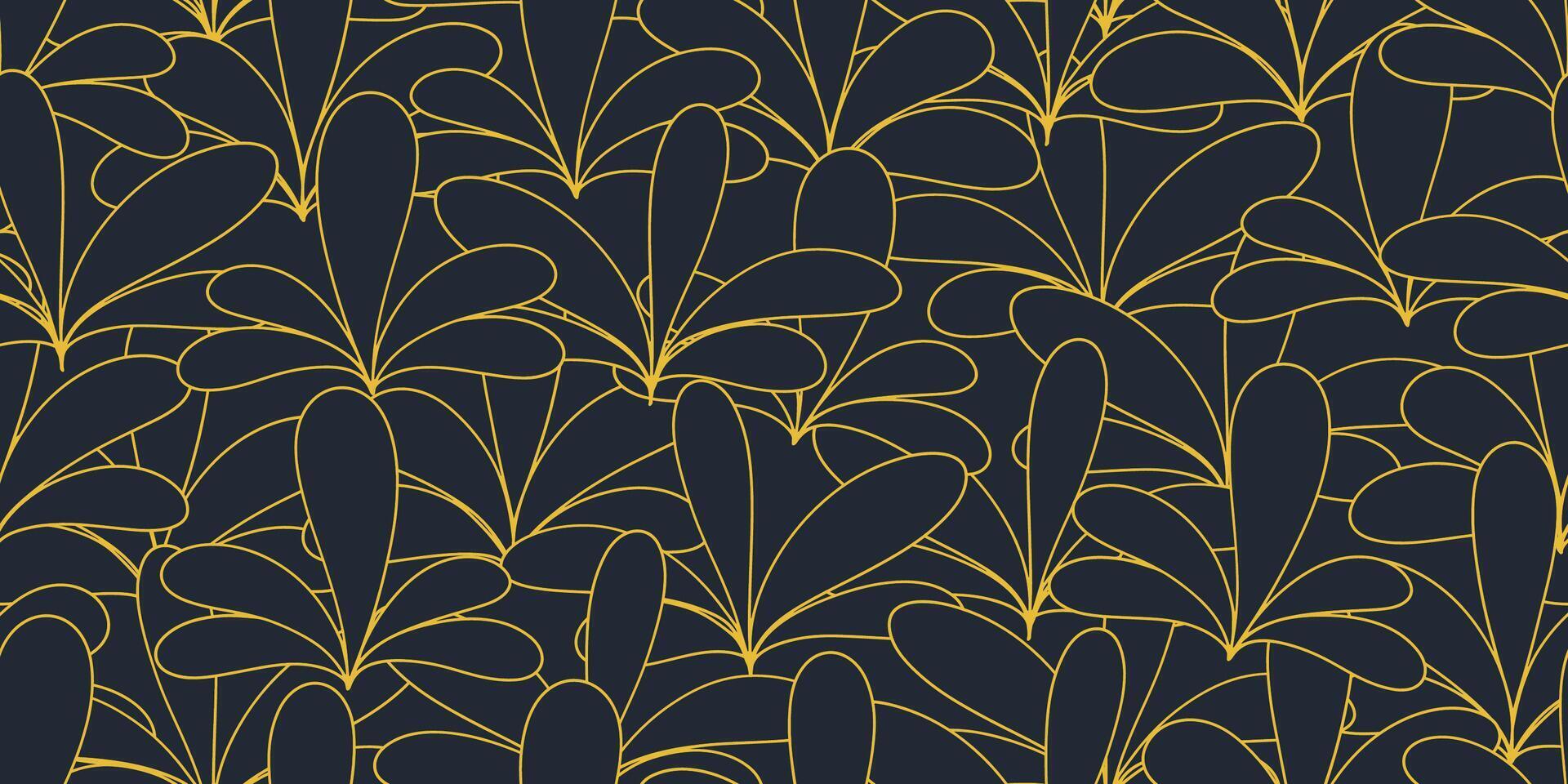 Seamless pattern golden leaf hand drawn for textile design, wallpaper, stationery, home decor, packaging, background, art and crafts. vector