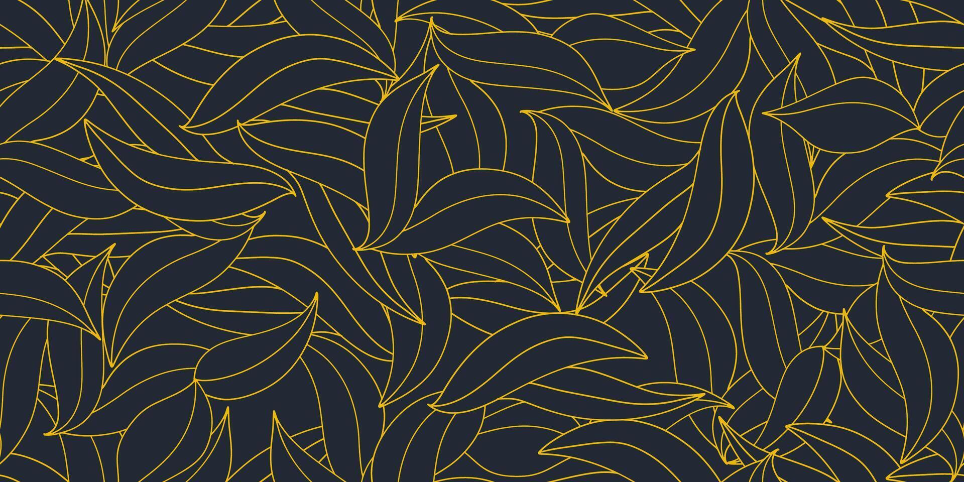 Seamless pattern golden leaf hand drawn for textile design, wallpaper, stationery, home decor, packaging, background, art and crafts. vector