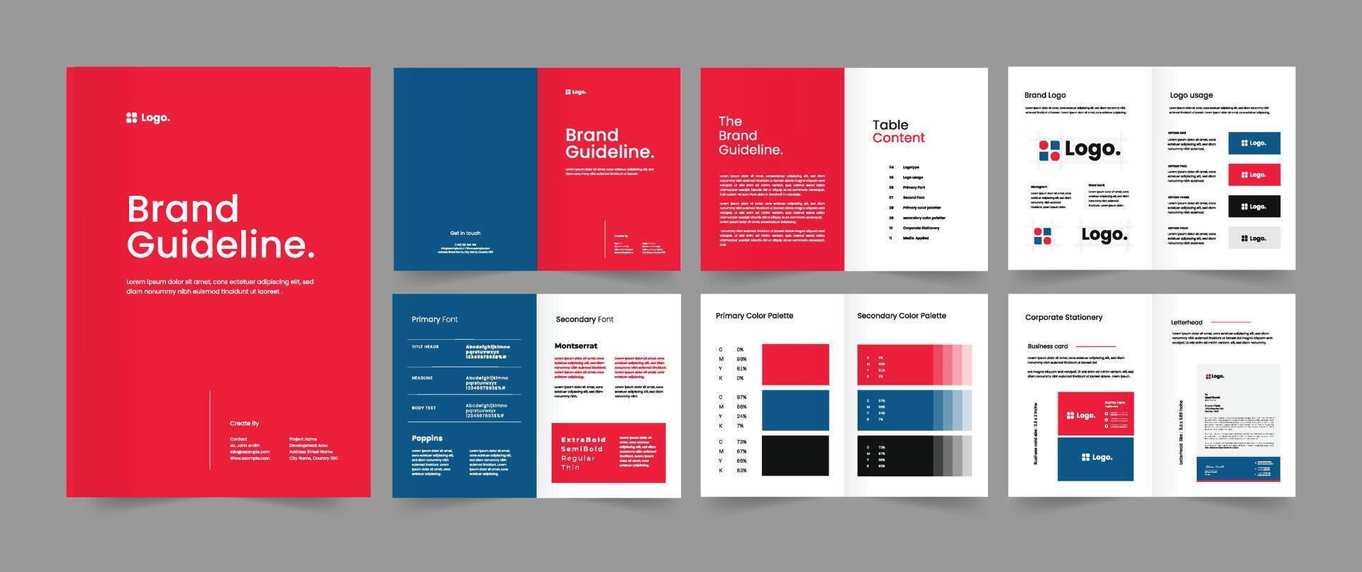 Brand Guidelines and Brand Guide Brochure Template vector