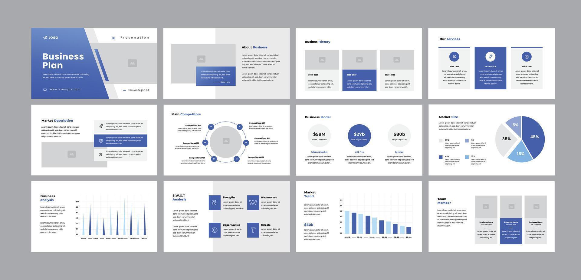 negocio plan presentación diseño negocio plan PowerPoint presentación moderno fundamental presentación antecedentes fundamental presentación diapositivas, vector