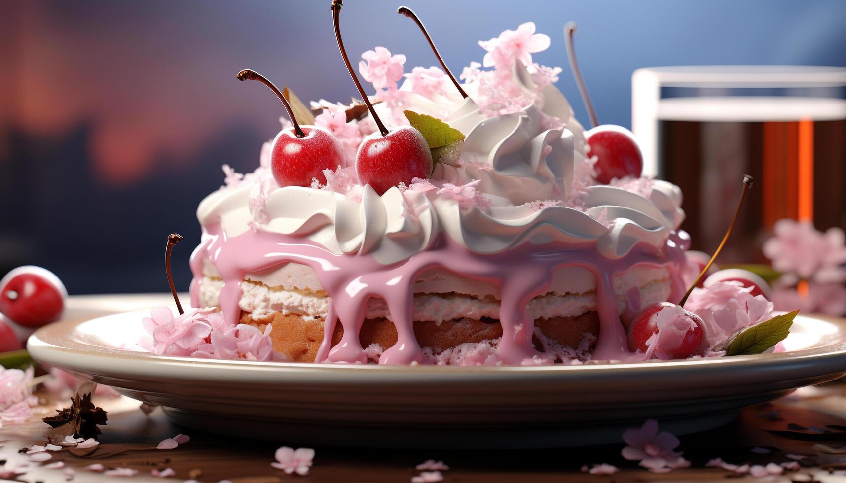 AI generated A fresh, homemade dessert chocolate cupcake with whipped cream generated by AI photo
