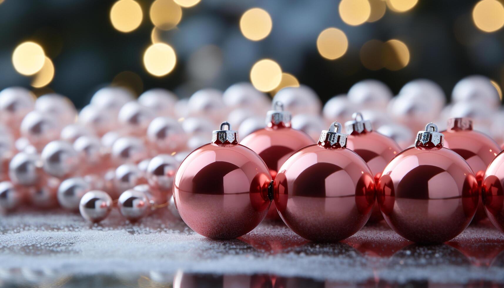AI generated Vibrant Christmas decorations illuminate the dark with joy and elegance generated by AI photo
