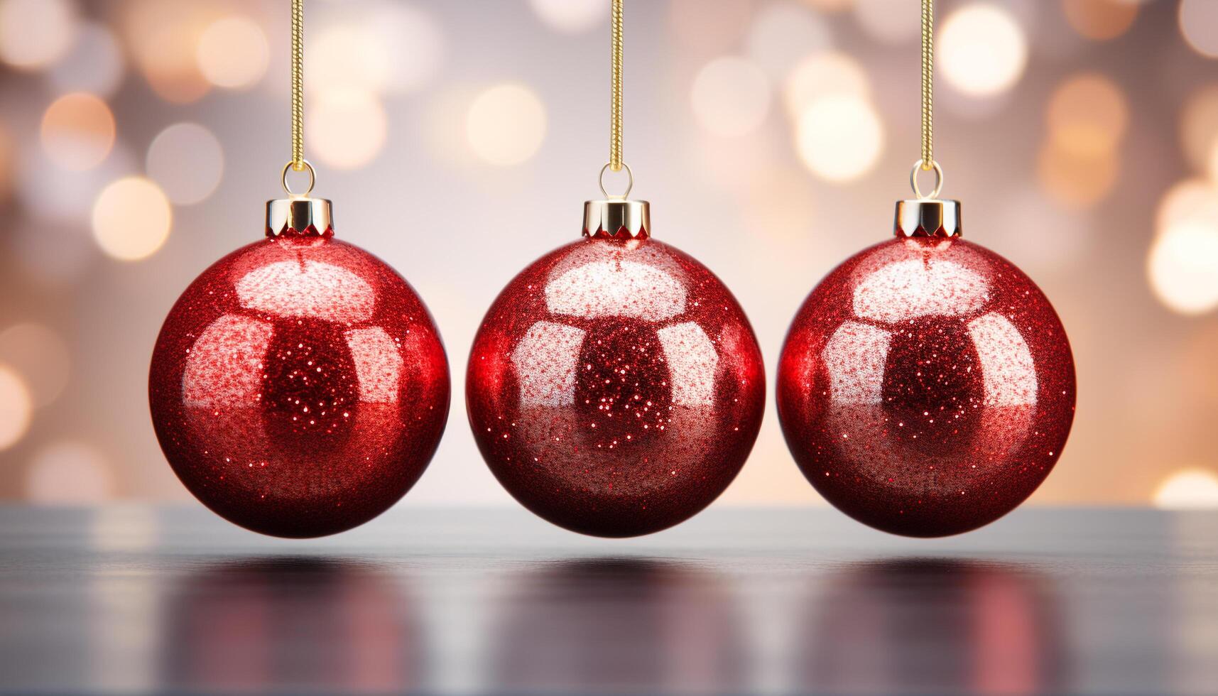 AI generated Shiny gold ornament decorates Christmas tree, glowing with celebration generated by AI photo