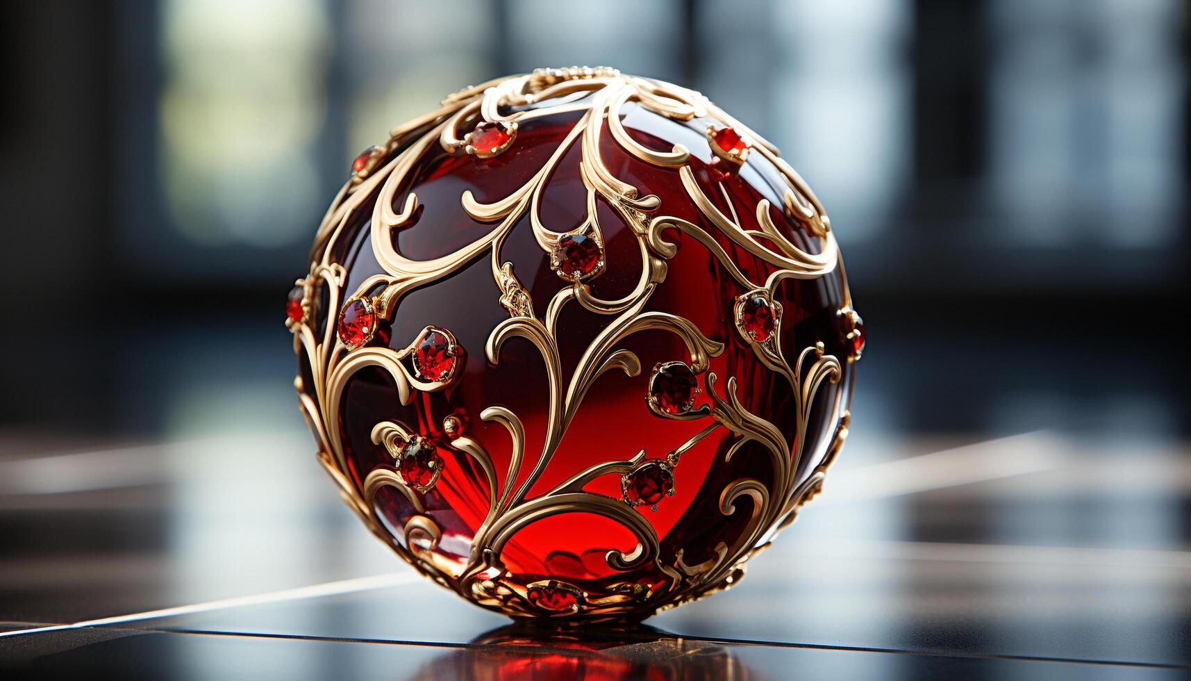 AI generated Luxury gold ornament reflects elegance and old fashioned glamour generated by AI photo