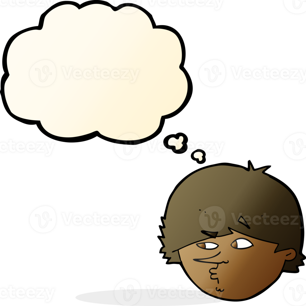 cartoon suspicious man with thought bubble png