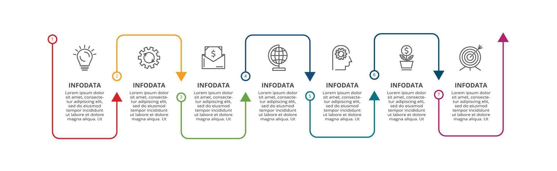 creativo concepto para infografía con 7 7 pasos, opciones, partes o procesos. negocio datos visualización. vector