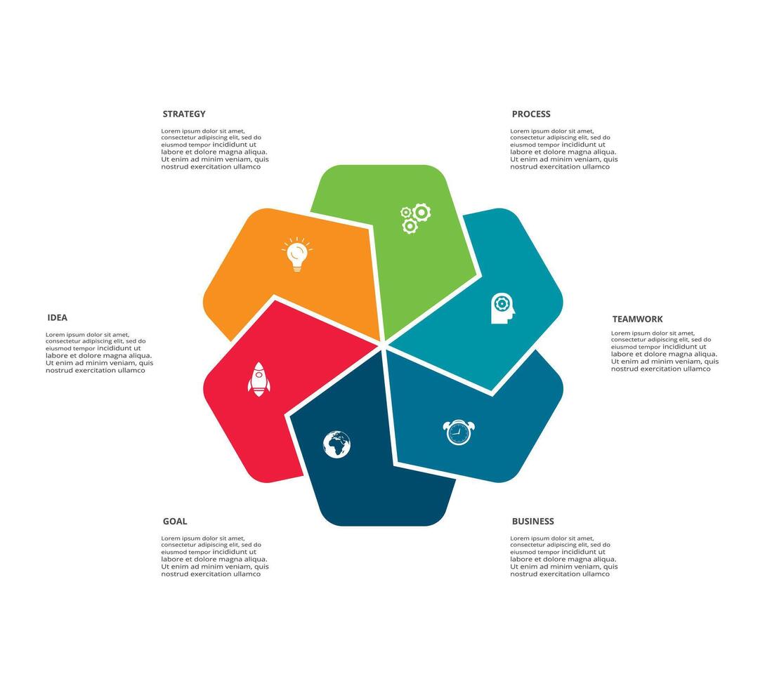 Creative concept for infographic with 6 steps, options, parts or processes. Business data visualization. vector