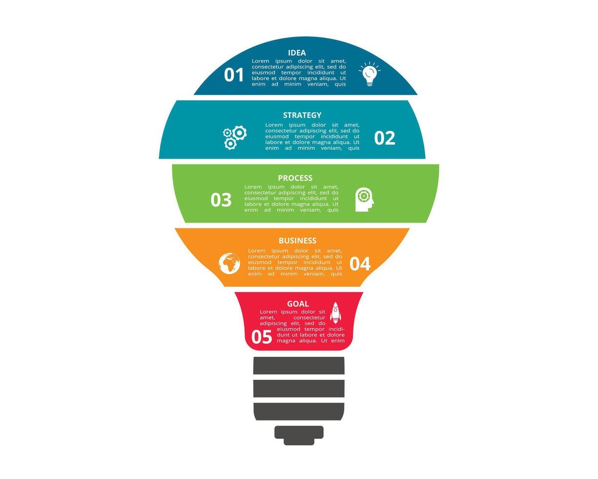 concepto creativo para infografía con 5 pasos, opciones, partes o procesos. visualización de datos comerciales vector