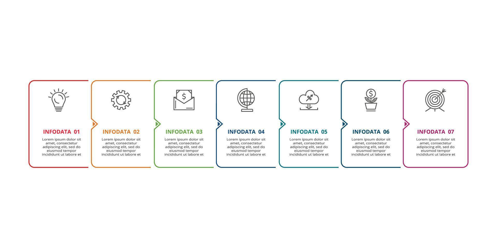 creativo concepto para infografía con 7 7 pasos, opciones, partes o procesos. negocio datos visualización. vector