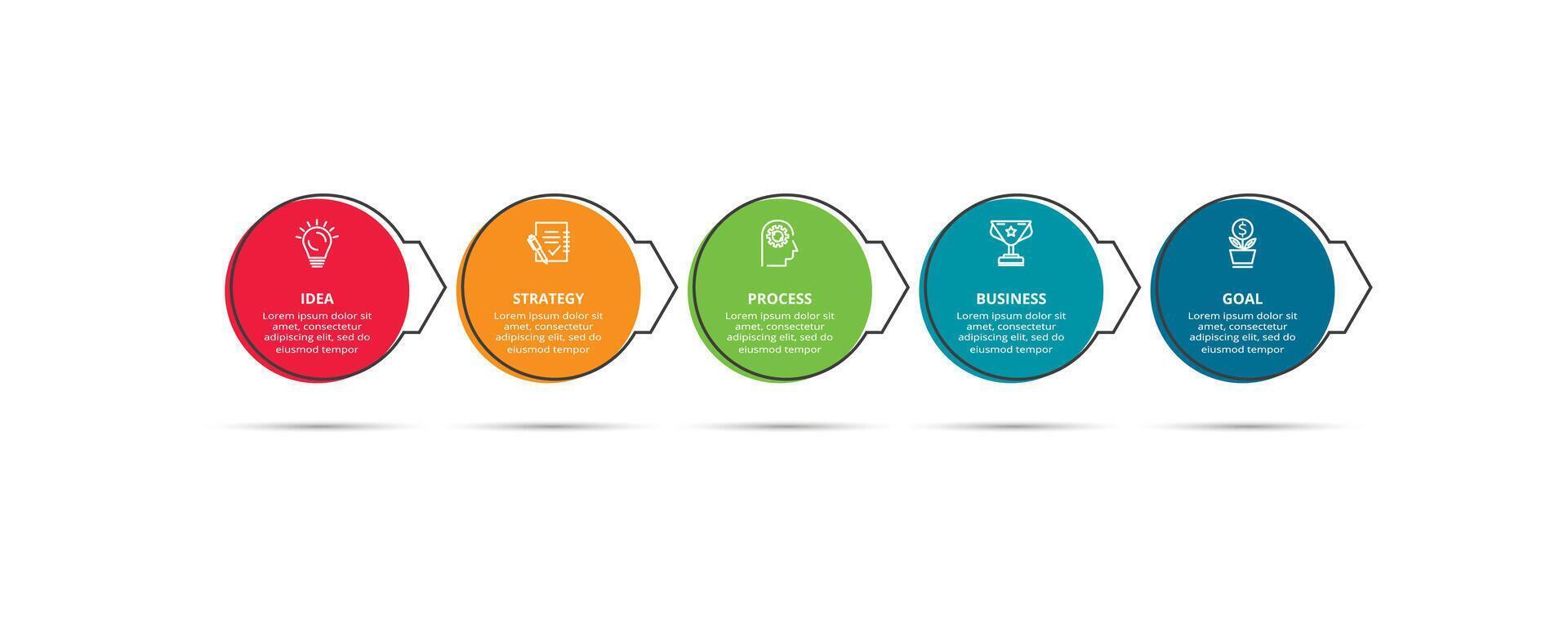 concepto creativo para infografía con 5 pasos, opciones, partes o procesos. visualización de datos comerciales vector