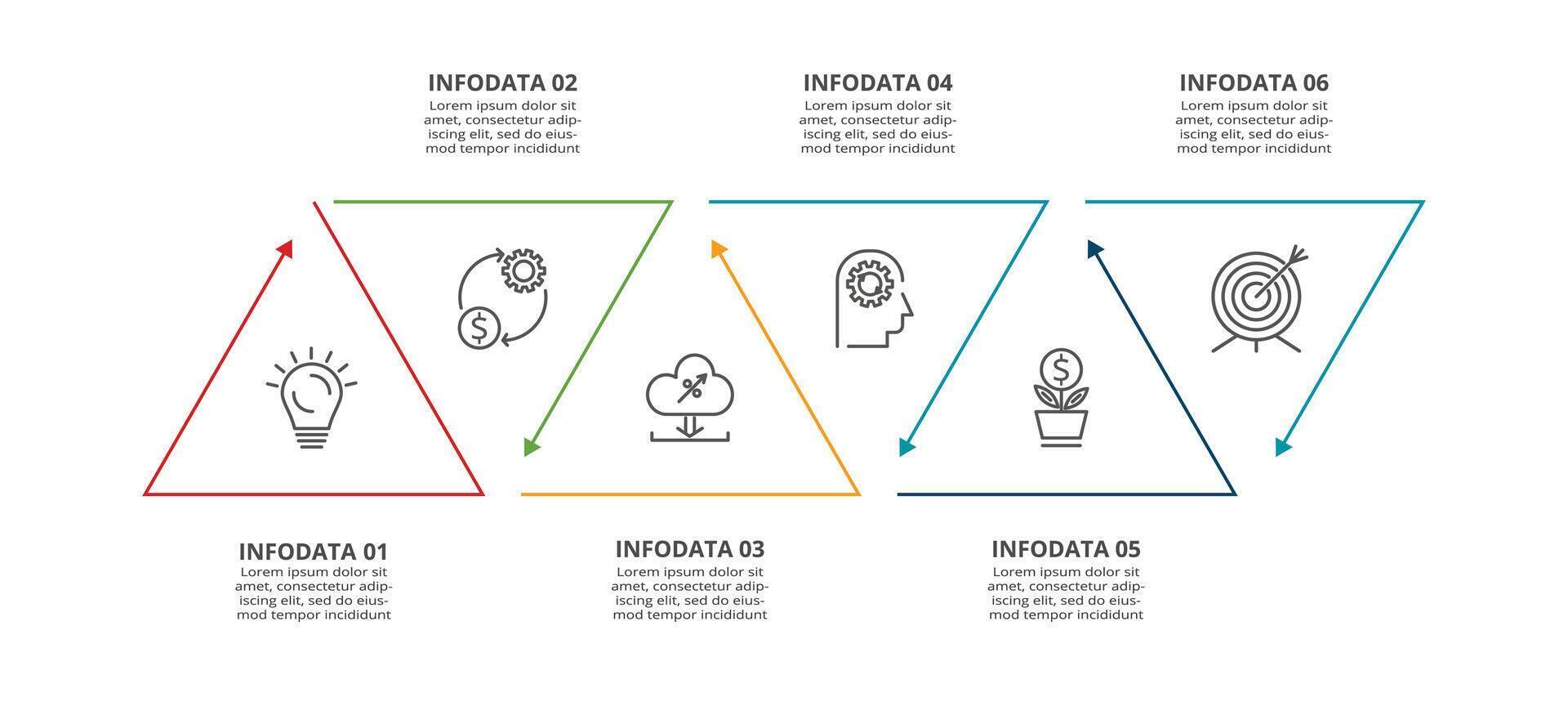 creativo concepto para infografía con 6 6 pasos, opciones, partes o procesos. negocio datos visualización. vector