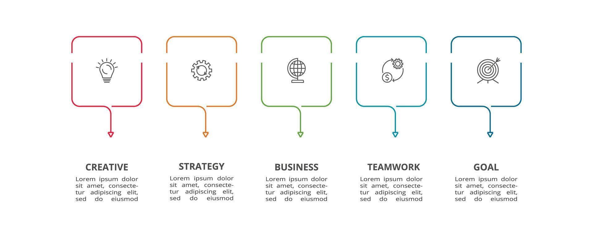 Creative concept for infographic with 5 steps, options, parts or processes. Business data visualization. vector