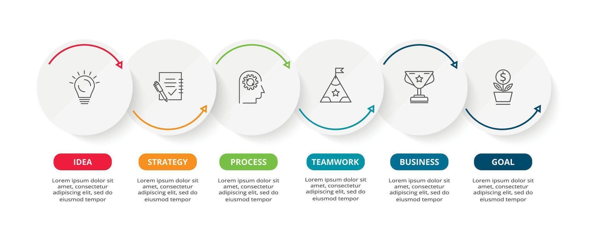 Creative concept for infographic with 6 steps, options, parts or processes. Business data visualization. vector