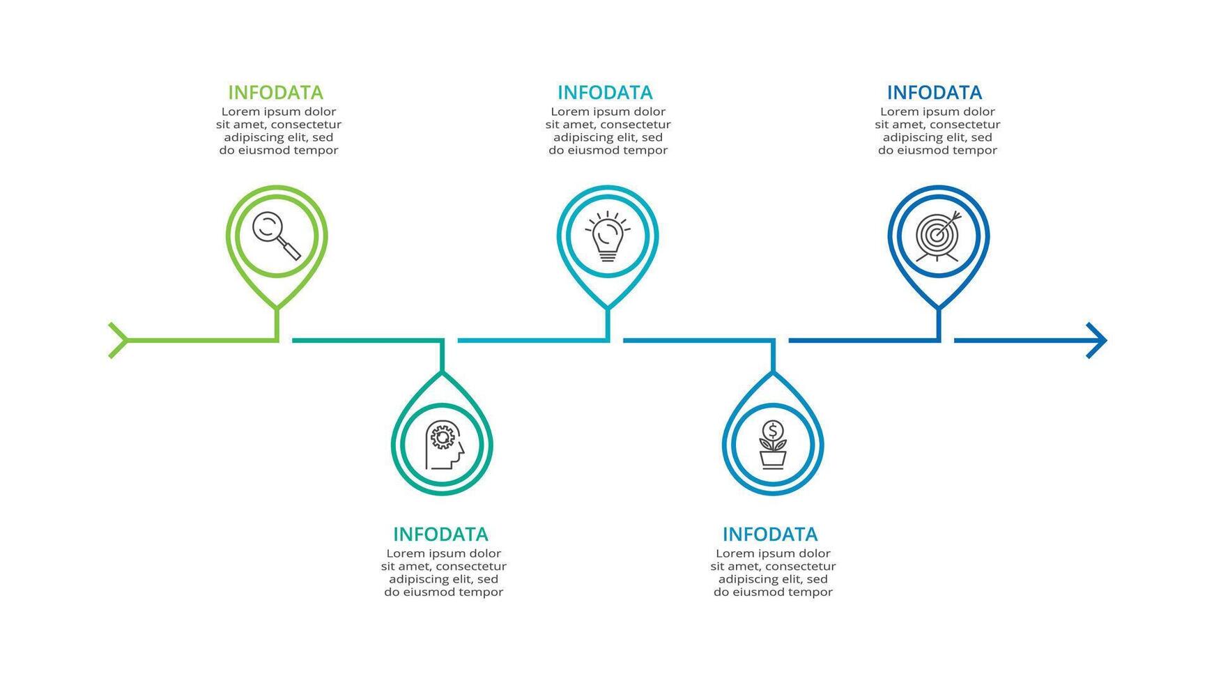 cronograma con 5 5 elementos, infografía modelo para web, negocio, presentaciones, vector ilustración