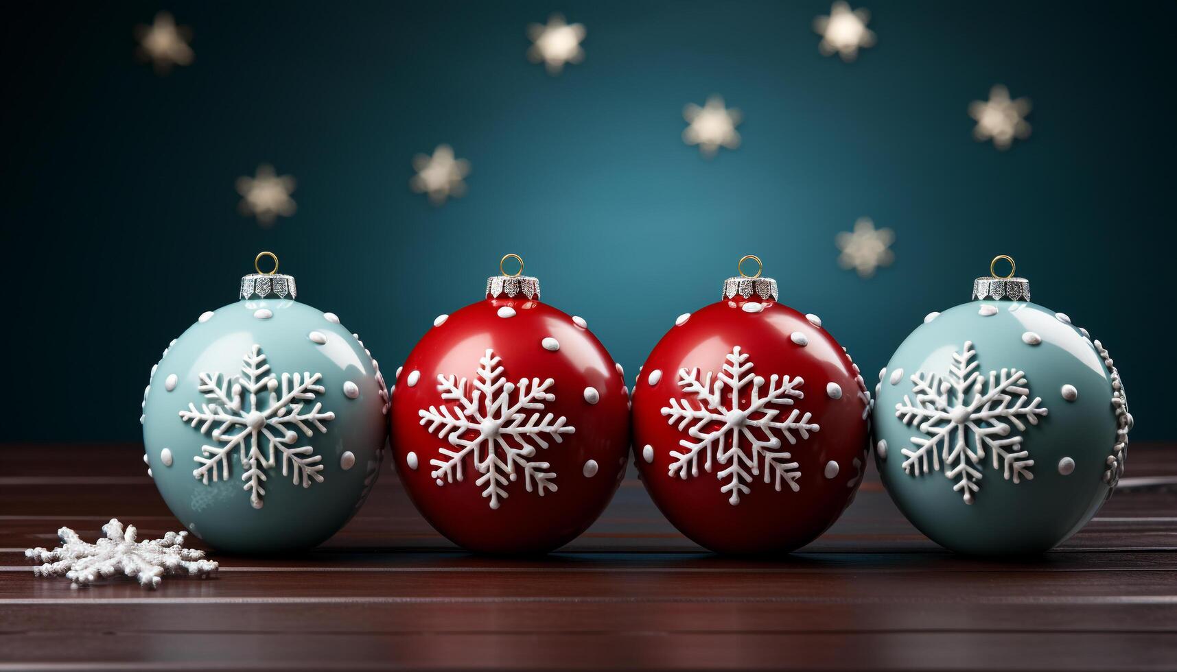 AI generated Winter celebration snowflake ornament shines on blue abstract Christmas backdrop generated by AI photo