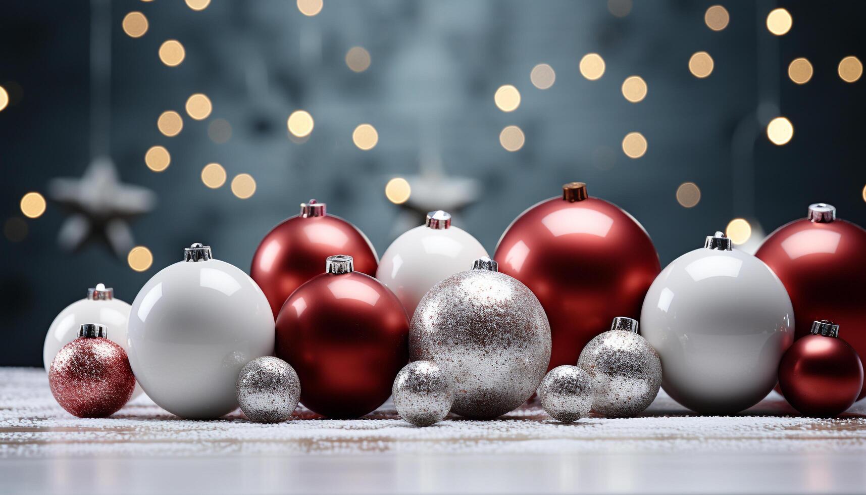 AI generated Shiny Christmas ornament glows, illuminating dark winter background generated by AI photo