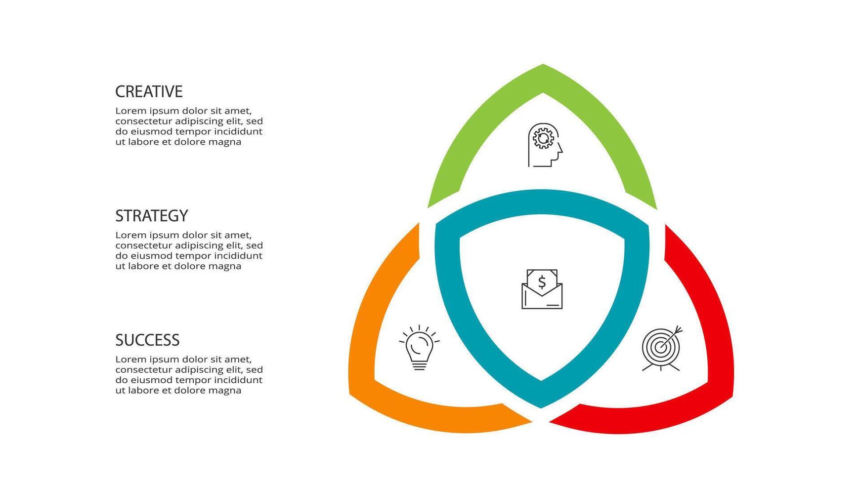 creativo concepto para infografía con 3 pasos, opciones, partes o procesos. negocio datos visualización. vector