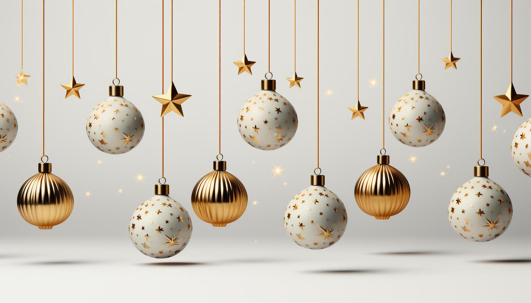AI generated Shiny gold ornament decorates winter tree in illuminated celebration generated by AI photo